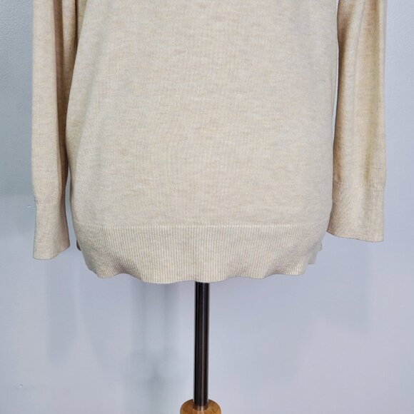 LOFT V-Neck Drop Shoulder Pullover Tan Sweater Size L - Picture 8 of 11